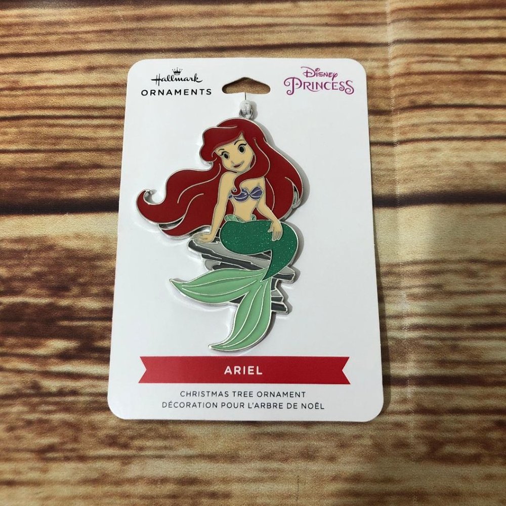 2022 Hallmark Little Mermaid Ariel Flat Metal Enameled Christmas Ornament Disney